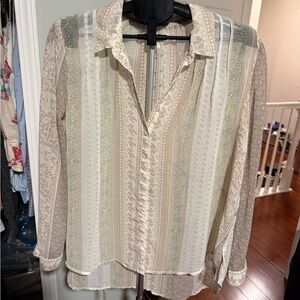 Free People sheer boho cottagecore Button-Up Blouse
